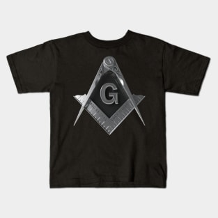 Silver Square & Compass Masonic Freemason Kids T-Shirt